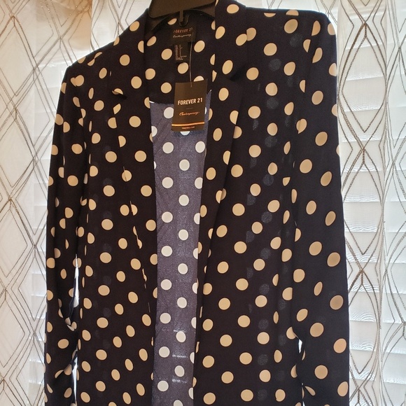 F21 Sheer Polka Dot Cardi/Blazer - Picture 2 of 5